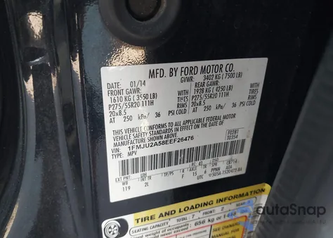 2014 Ford Expedition Limited from USA, damaged, VIN 1FMJU2A58EEF26476